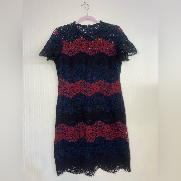 Express Black and Red Lace Mini Dress - Picture 4 of 7